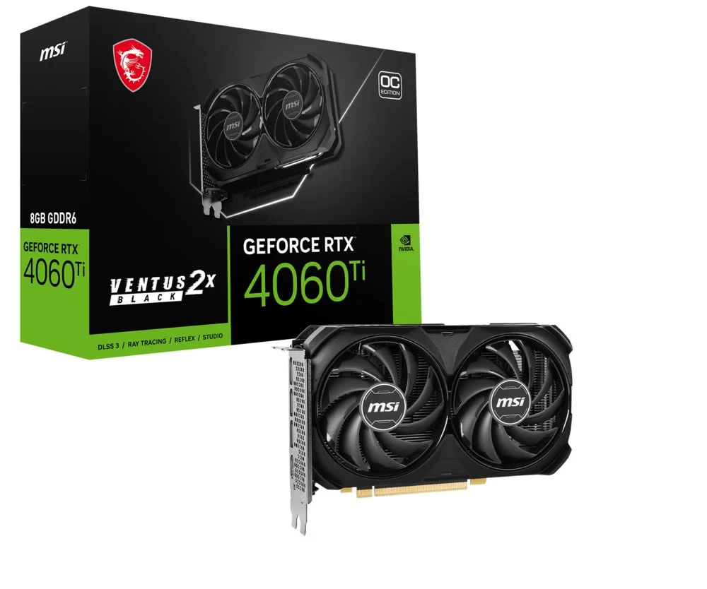 MSI GeForce RTX 4060 Ti VENTUS 2X BLACK OC | 8GB GDDR6 VRAM | Videokaart | GPU | Nvidia - Image 3