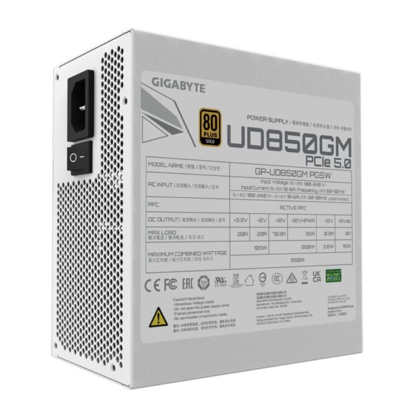 GIGABYTE UD850GM PG5W | 850 Watt Gold ATX 3.0 PSU | Modulair | Power Supply | Voeding
