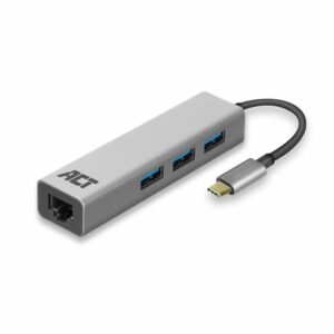 ACT AC7055 | 3-Poorts USB-C 3.2 (USB 3.0) Hub | Gigabit Ethernet Poort