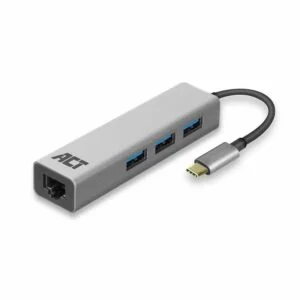 ACT AC7055 | 3-Poorts USB-C 3.2 (USB 3.0) Hub | Gigabit Ethernet Poort