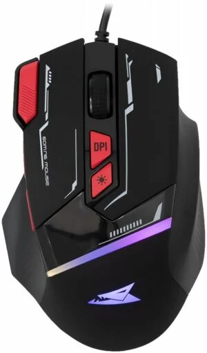 Baracuda MANTA RGB | Bekabelde Gaming Muis | Rechtshandig | USB-A | 12800 DPI | Zwart