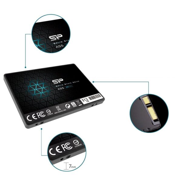 Silicon Power Ace A55 | 512GB SATA SSD | 2.5" | 500 MB/s Lezen | 450 MB/s Schrijven