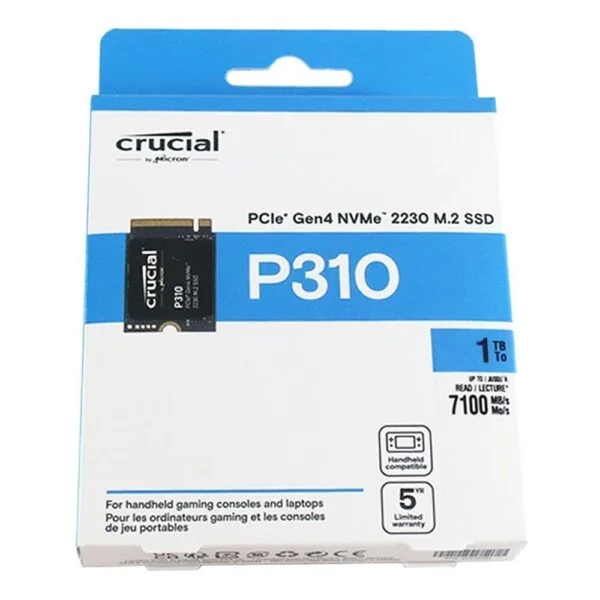 Crucial P310 | 1TB NVMe SSD | M.2 30mm | Gen4 | 7.100MB/s Lezen | 6.000MB/s Schrijven | RENEWED