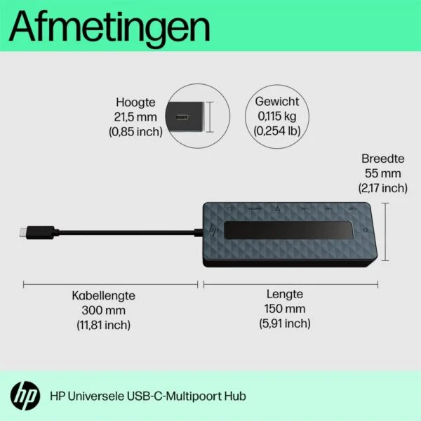 HP Universal Multiport Hub | USB-C | Zwart