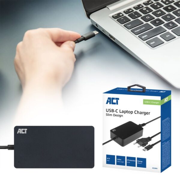 ACT AC2005 | Universele USB-C Notebook Lader | 65 Watt PDP | 2,75 Meter