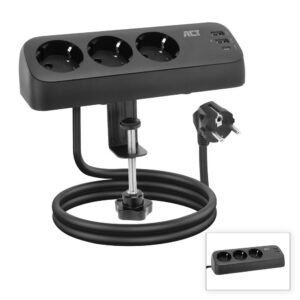 ACT AC2480 | Stekkerdoos | 3 Stopcontacten met 2x USB-A en 1x USB-C | 1,5 m | Zwart