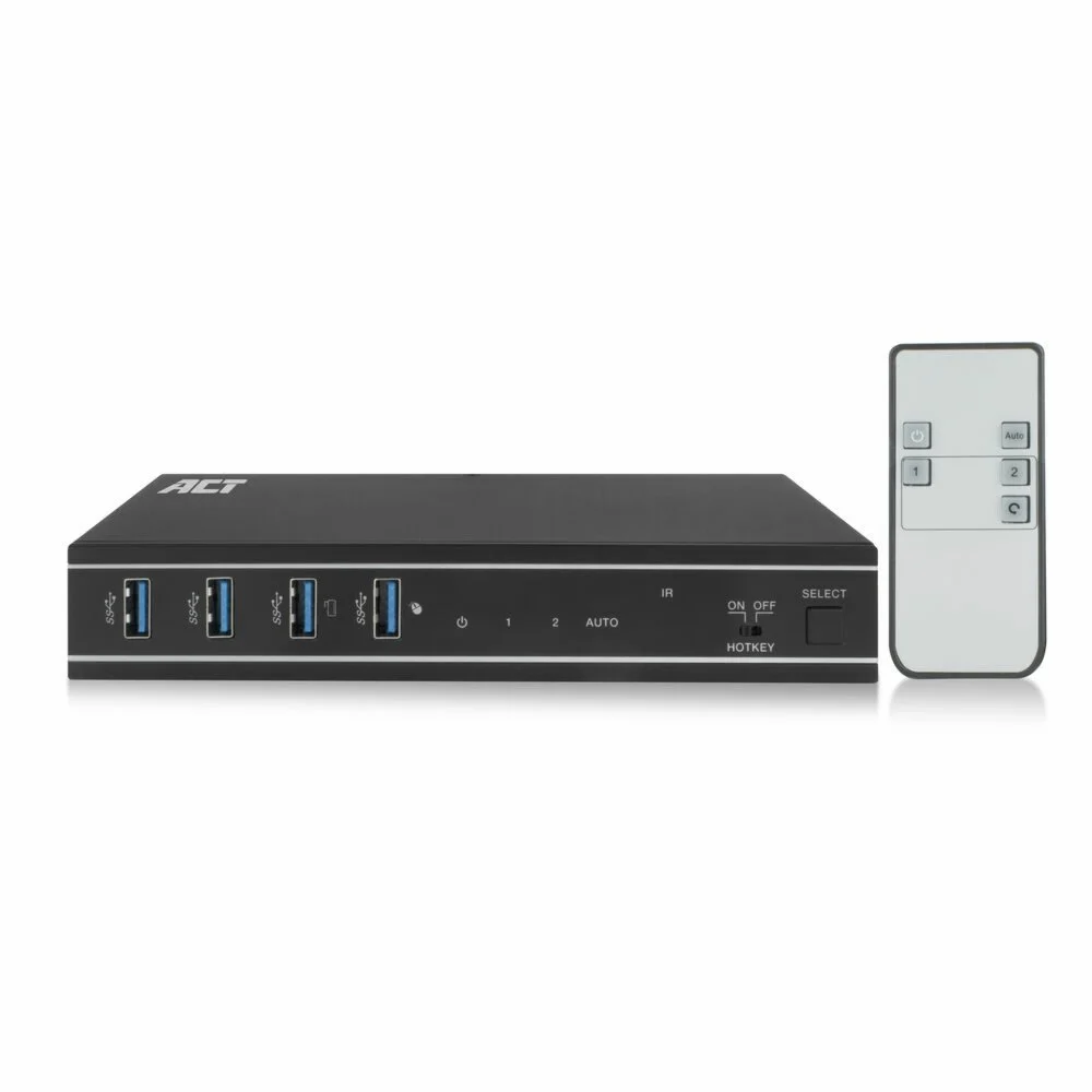 ACT AC7912 | KVM-Switch | 2-Poorts HDMI | 4K@60Hz | USB 3.2 Gen1 | RS-232 | Zwart
