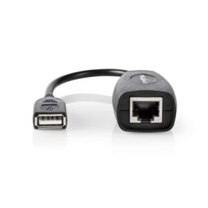 Nedis USB-A Ethernet | 0,2 m | Zwart