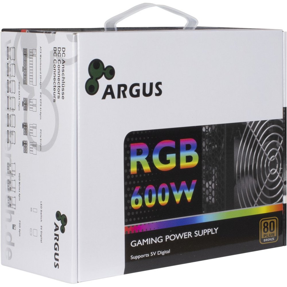 Inter-Tech Argus RGB-600W II | 600 Watt Bronze ATX PSU | Power Supply | Voeding - Image 4