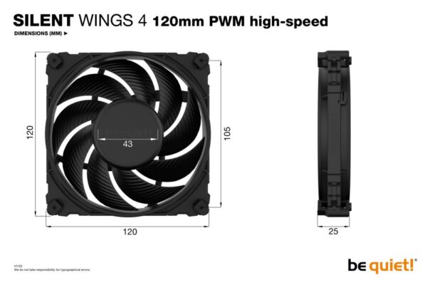 be quiet! Silent Wings 4 | 120mm PWM Behuizingsventilator | Zwart | Single Pack (1 stuk)