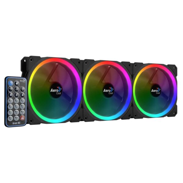 Aerocool Orbit RC ARGB 3 Pack | 120mm Case Fans met Remote Control